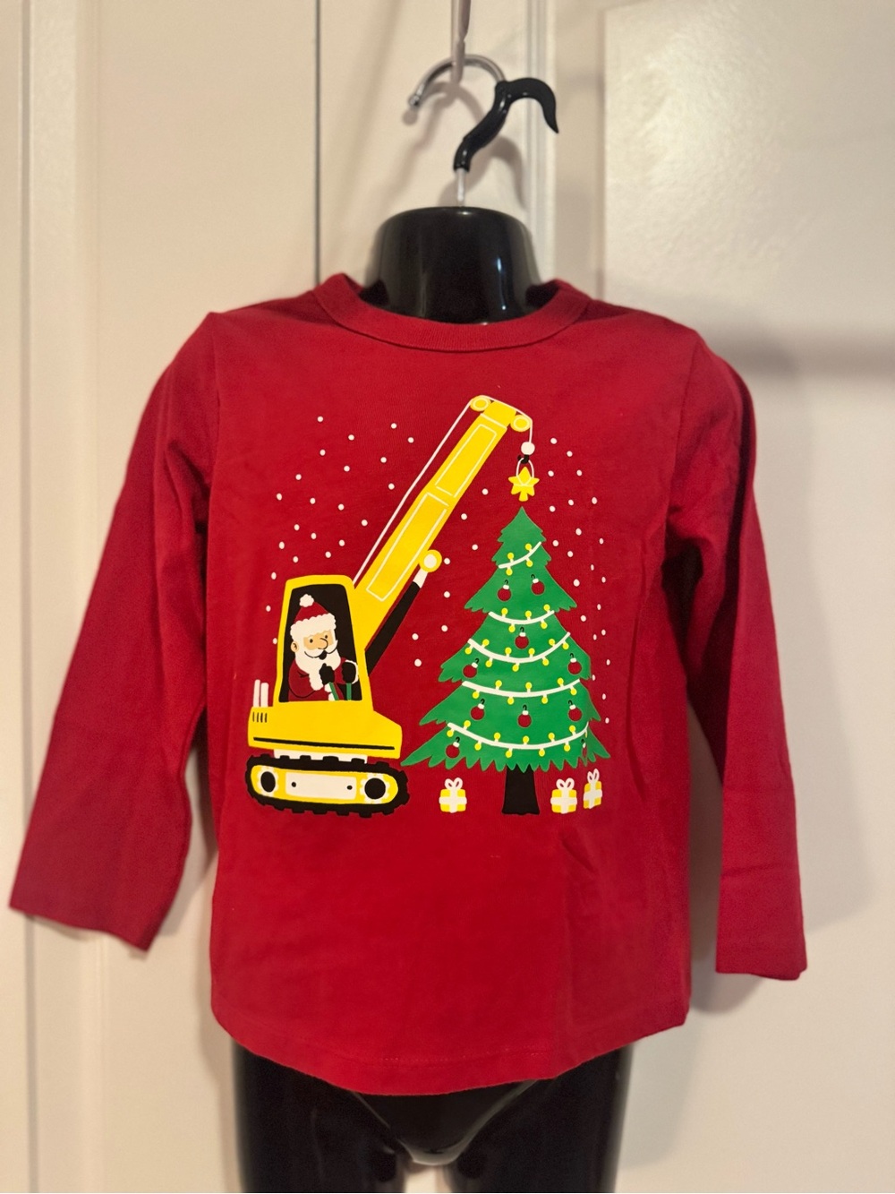 Children’s Place  Red Holiday Crane & Christmas Tree Long Sleeve Shirt